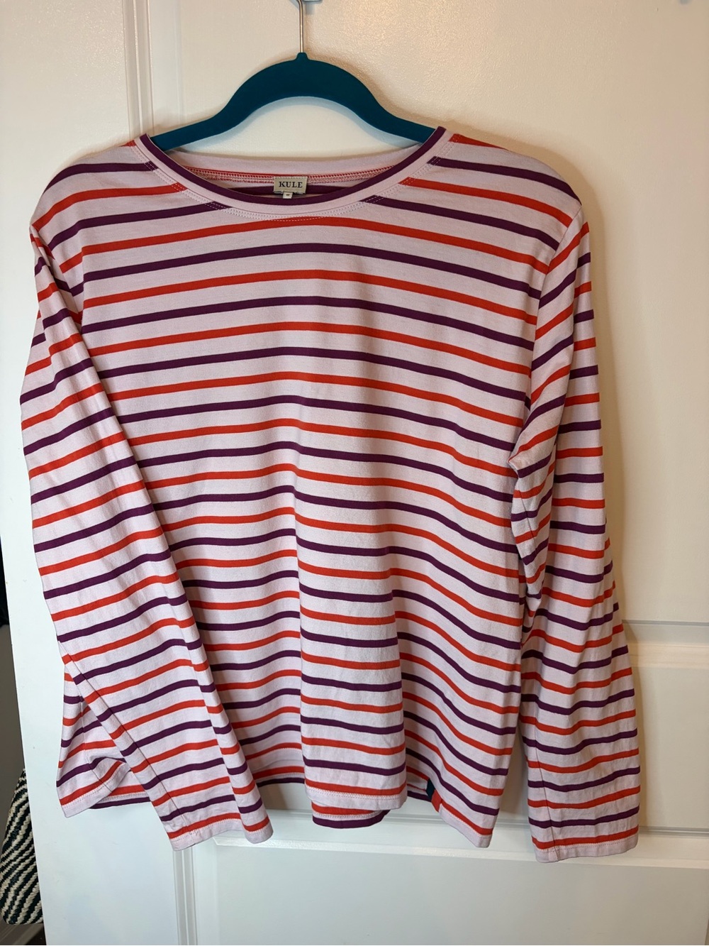 KULE The Modern Long Striped Tee Size Medium 100% Cotton
